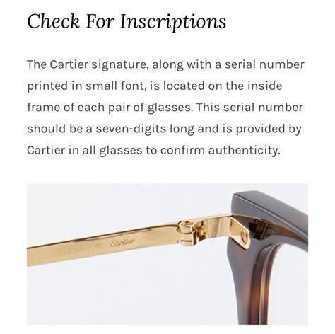 cartier glasses serial number checker|Cartier model number lookup.